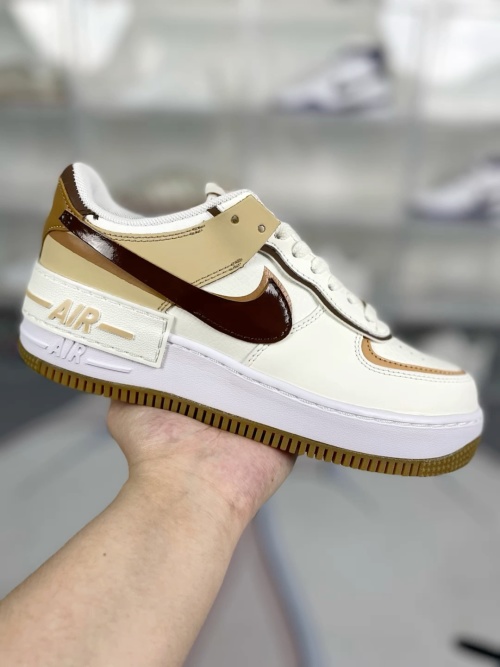 Nike Air Force 1 Shadow Women's Low Top Sneakers - White/Brown (DZ1847-106) 2 Nike Air Force 1 Shadow Women's Low Top Sneakers - White/Brown (DZ1847-106)