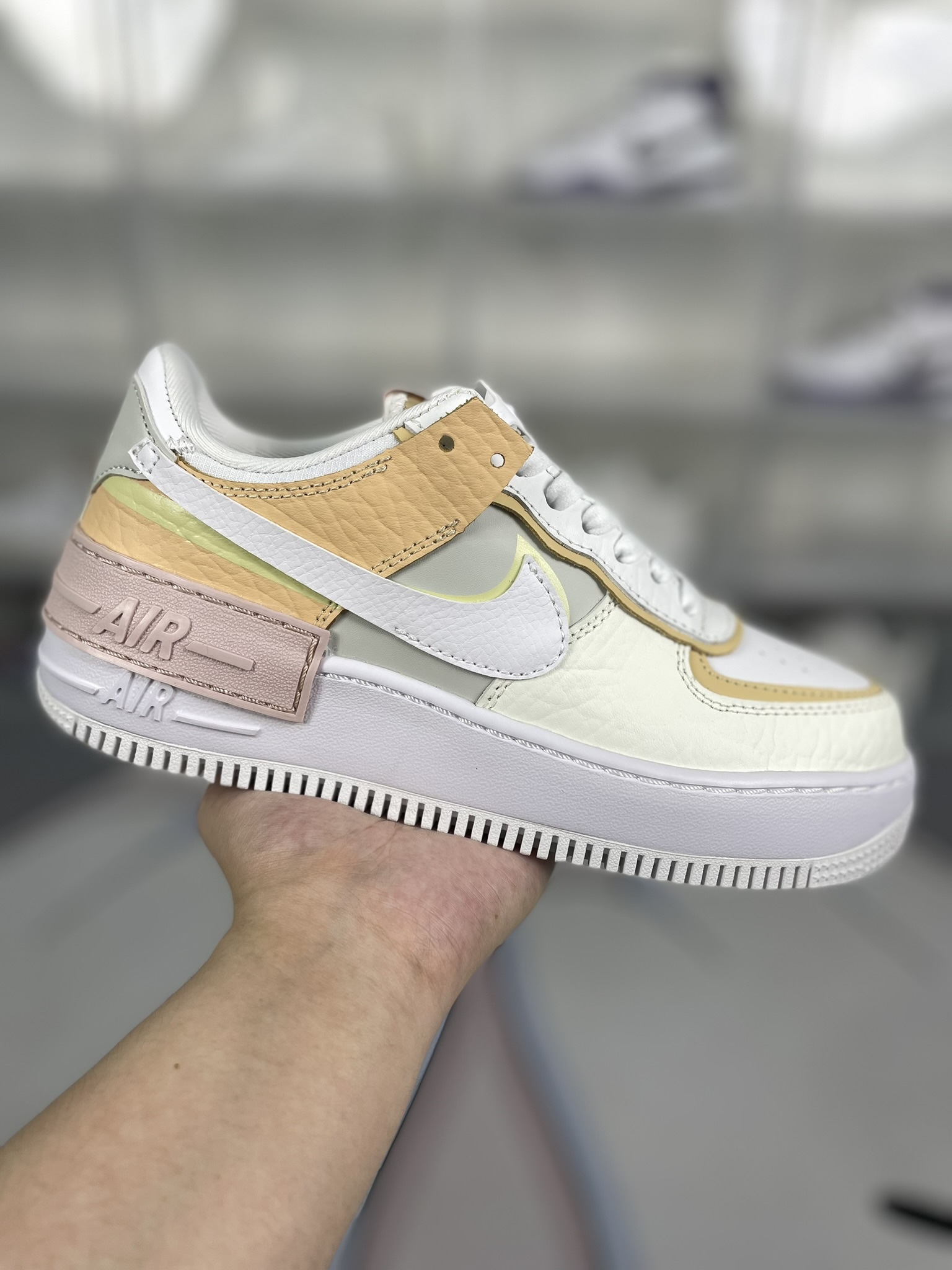 Nike Air Force 1 Shadow: Low-Top Sneakers in White, Pink & Yellow 2 i1722626197 5870 0