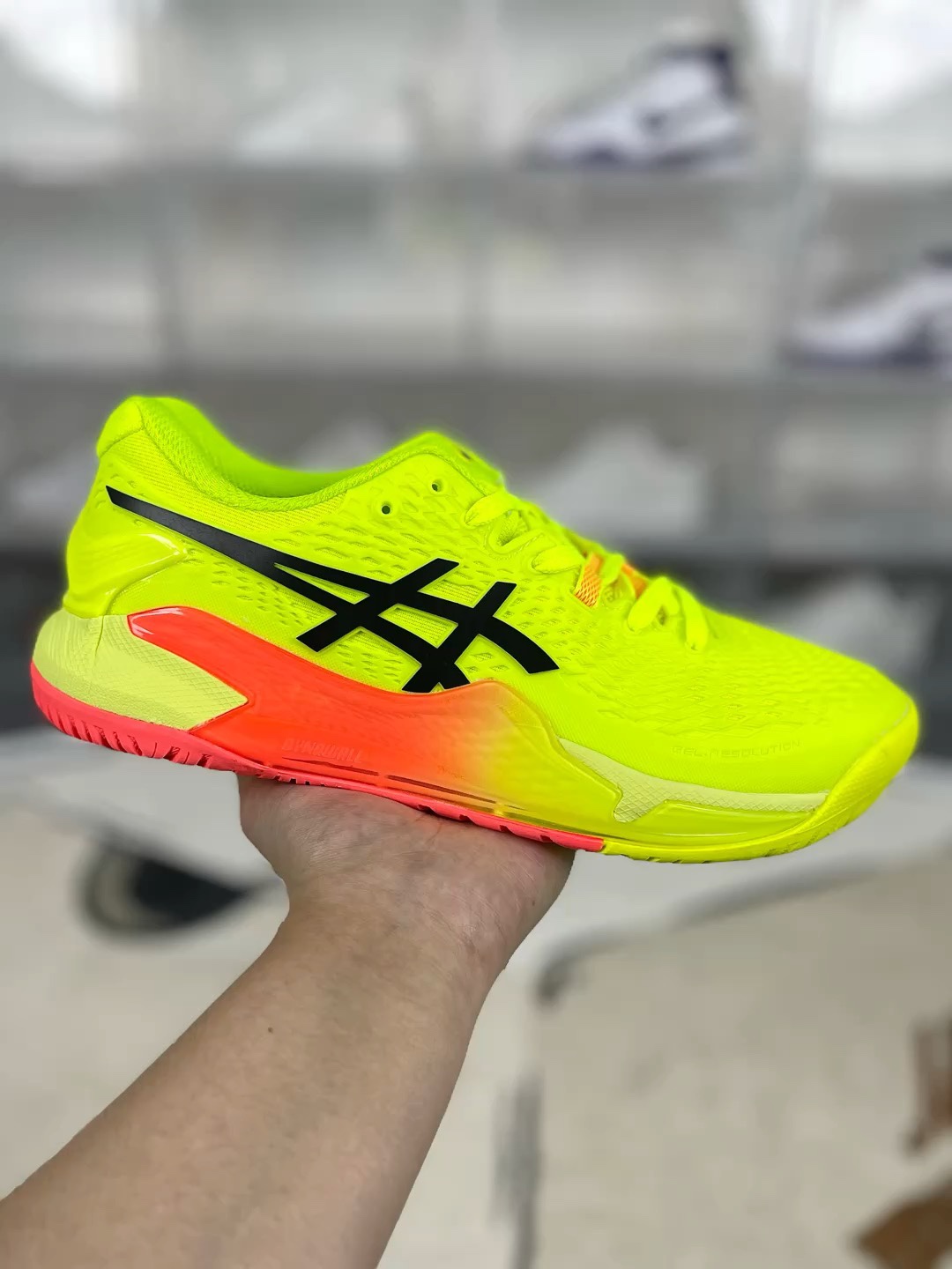 Asics Gel-Resolution 9 Yellow/Red Tennis Shoes - Enhanced Stability & Cushion