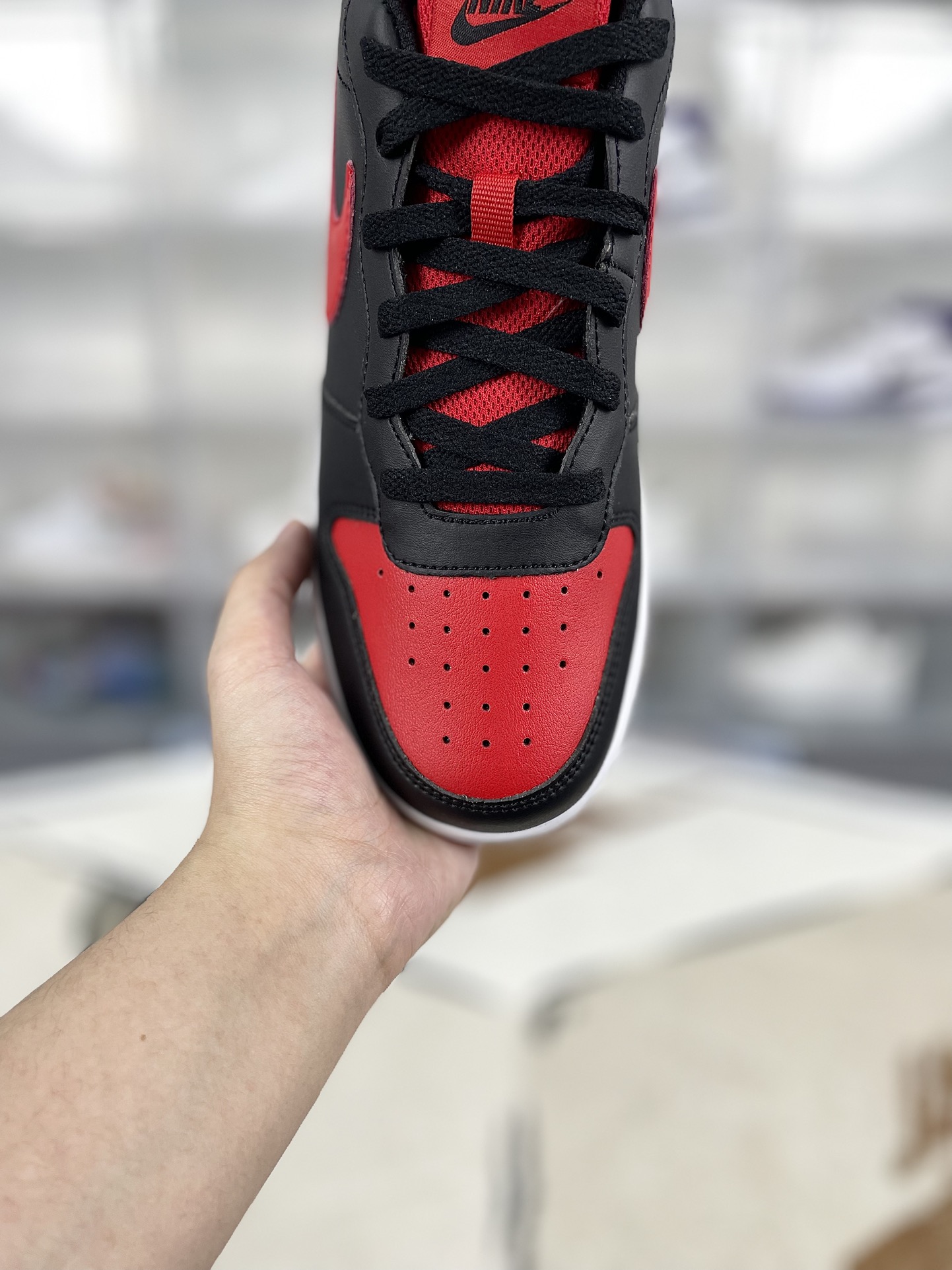 Nike Court Borough Low 2: Classic Retro Leather Sneakers - Black/Red 6 i1731010838 2501 7