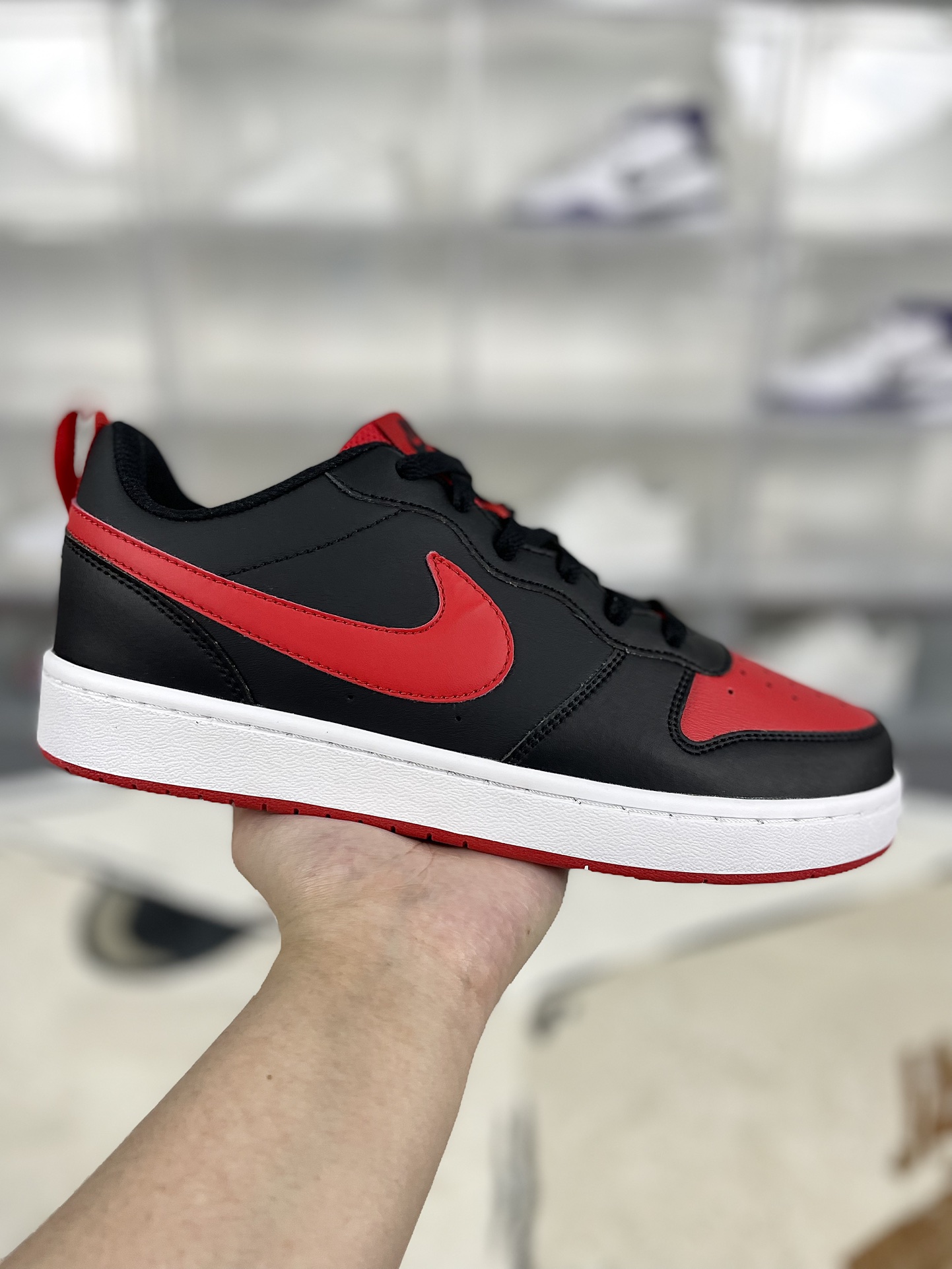 Nike Court Borough Low 2: Classic Retro Leather Sneakers - Black/Red 2 i1731010838 3699 0