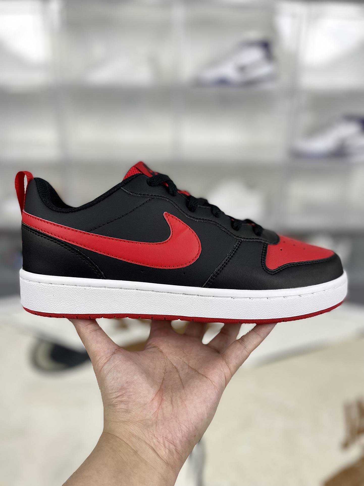 Nike Court Borough Low 2: Classic Retro Leather Sneakers - Black/Red 9 i1731010838 4098 3
