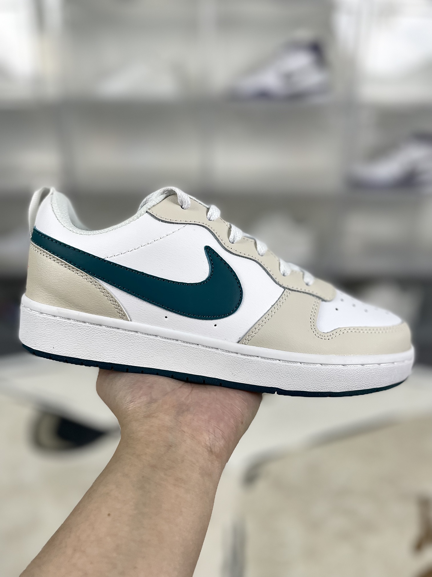 Nike Court Borough Low 2: Flexible, Durable, Low-Top Sneakers - White/Green 2 i1732387394 5191 3