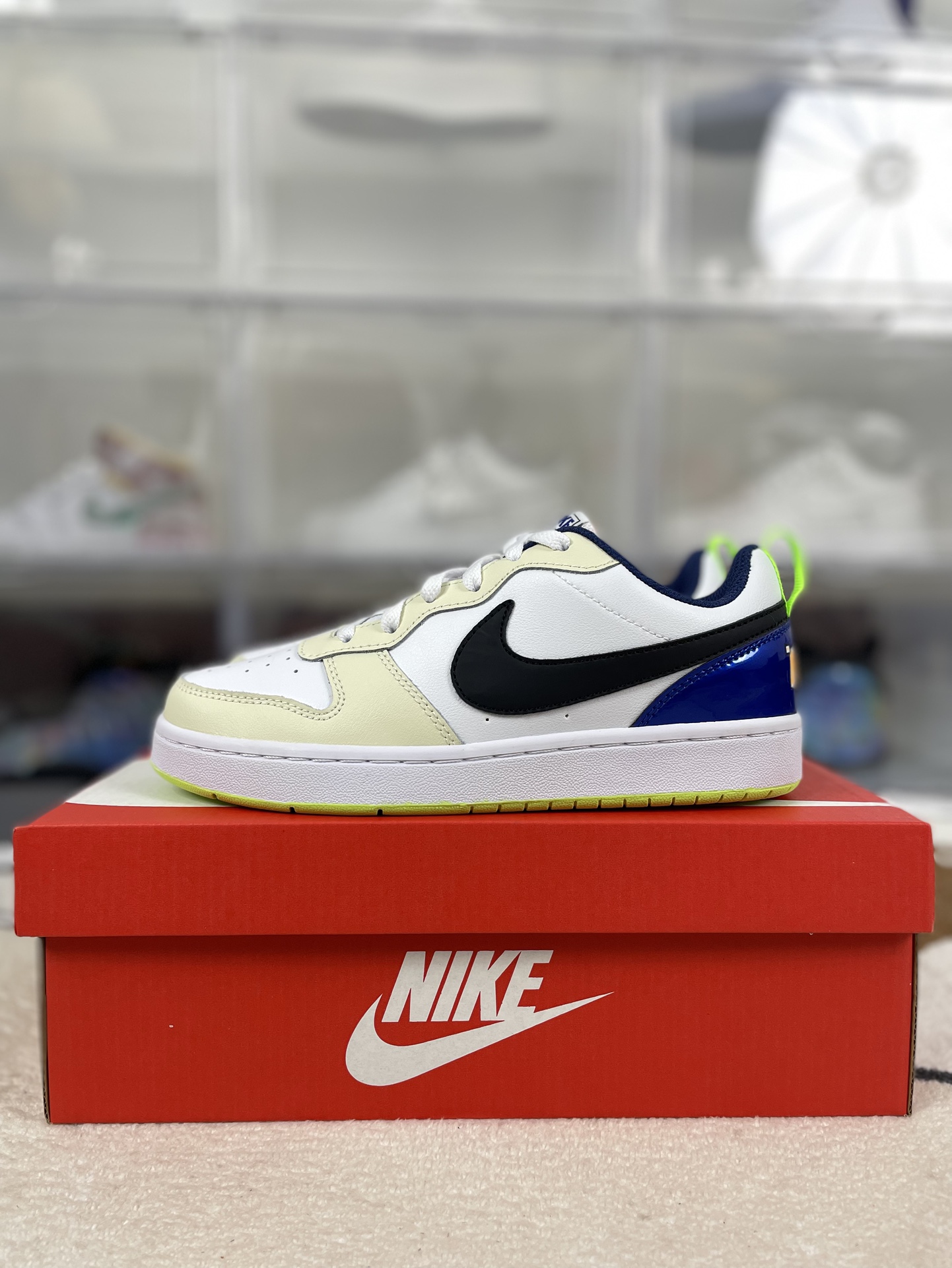 Nike Court Borough Low 2: Flexible, Low-Top Sneakers in White, Blue & Green 10 i1732570292 2536 0