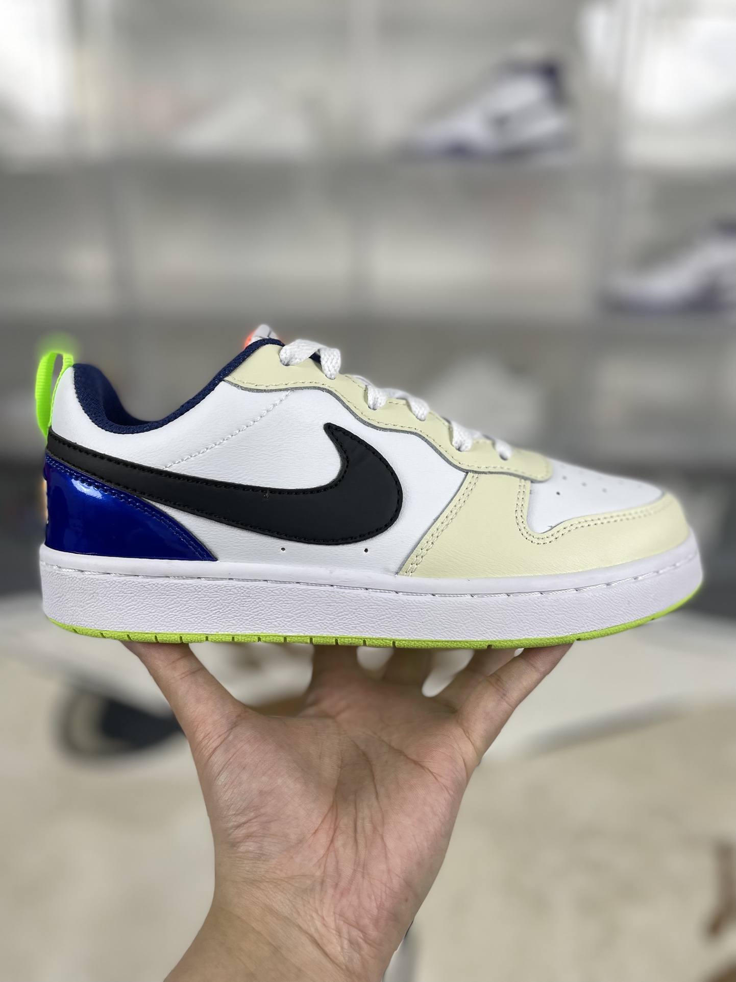 Nike Court Borough Low 2: Flexible, Low-Top Sneakers in White, Blue & Green 9 i1732570292 5201 0