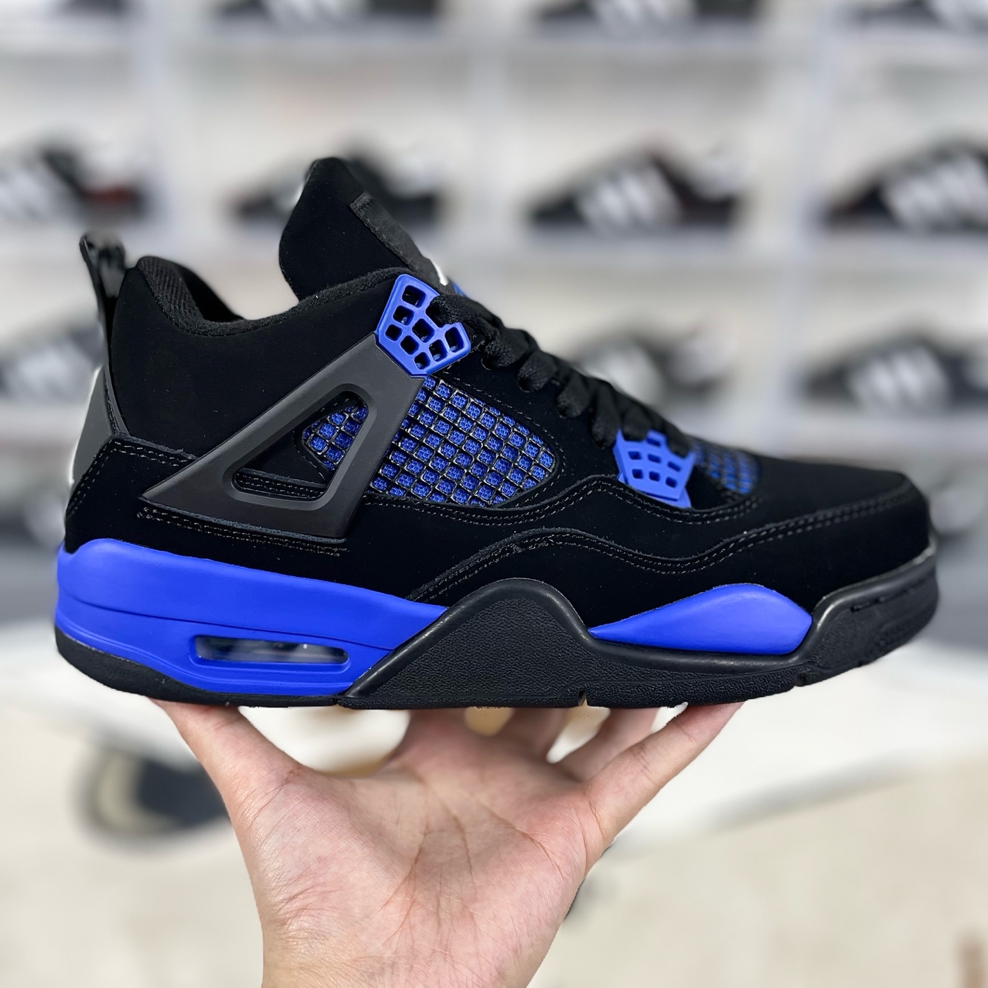 Air Jordan 4 Retro Black Blue Basketball Shoes CT8527-018 9 i1736024281211 2934 0 6