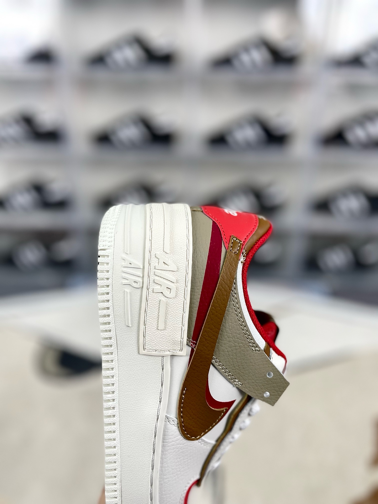 Nike Air Force 1 Shadow WMNS Fashion Sneakers - White/Brown/Red 7 i1736284836524 4051 0 5
