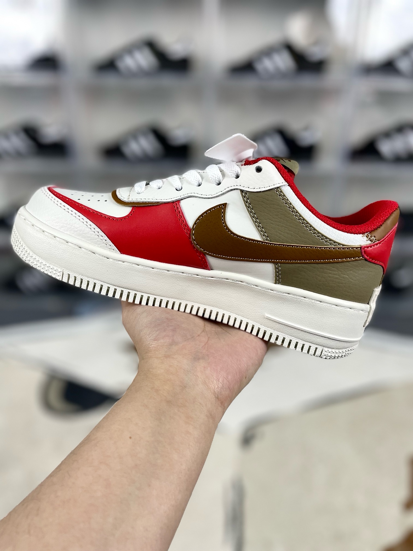 Nike Air Force 1 Shadow WMNS Fashion Sneakers - White/Brown/Red 2 i1736284836527 6949 0 1