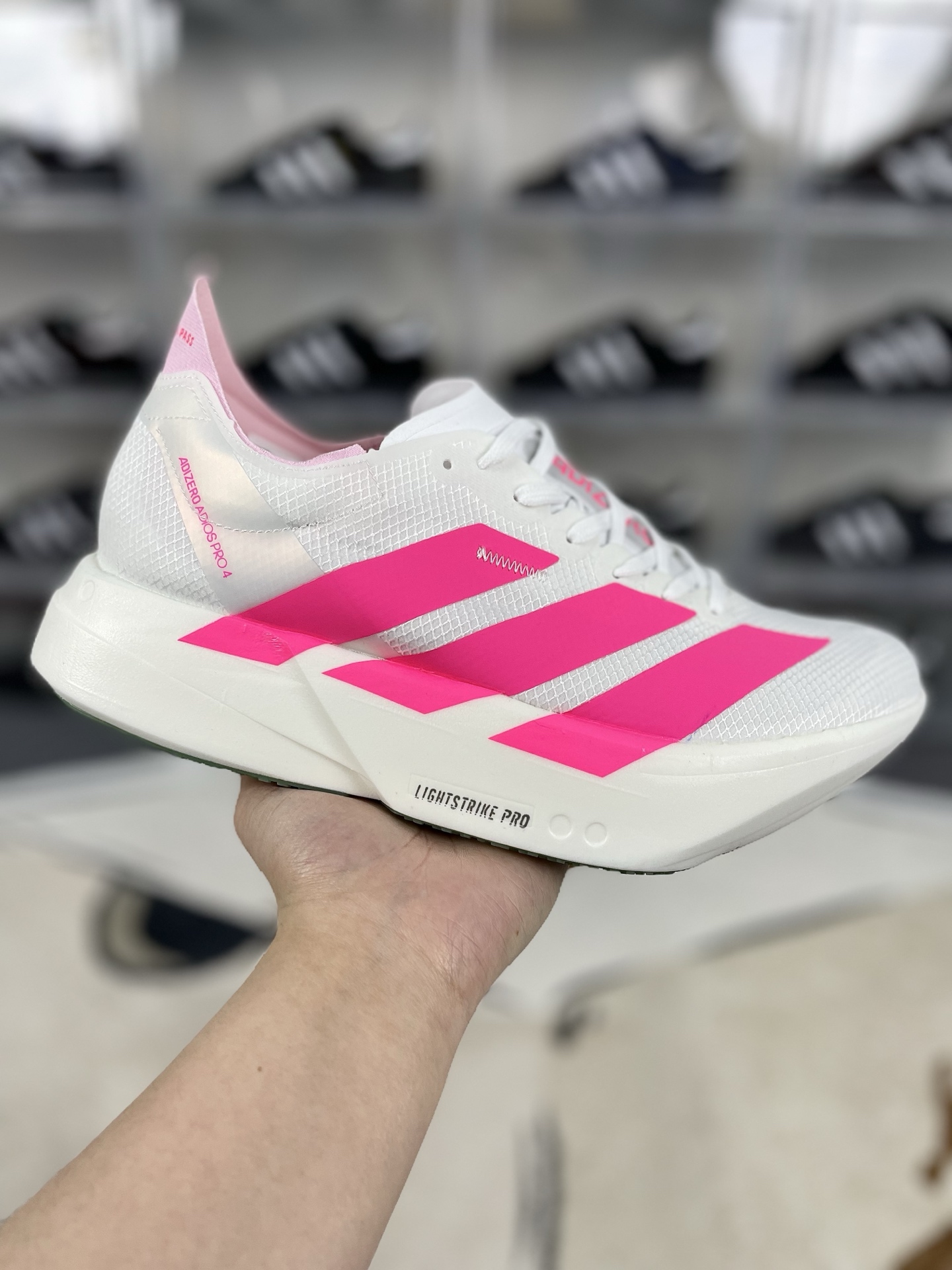 Adidas Adizero Adios Pro 4 W Running Shoes - White/Pink, Comfortable and Durable