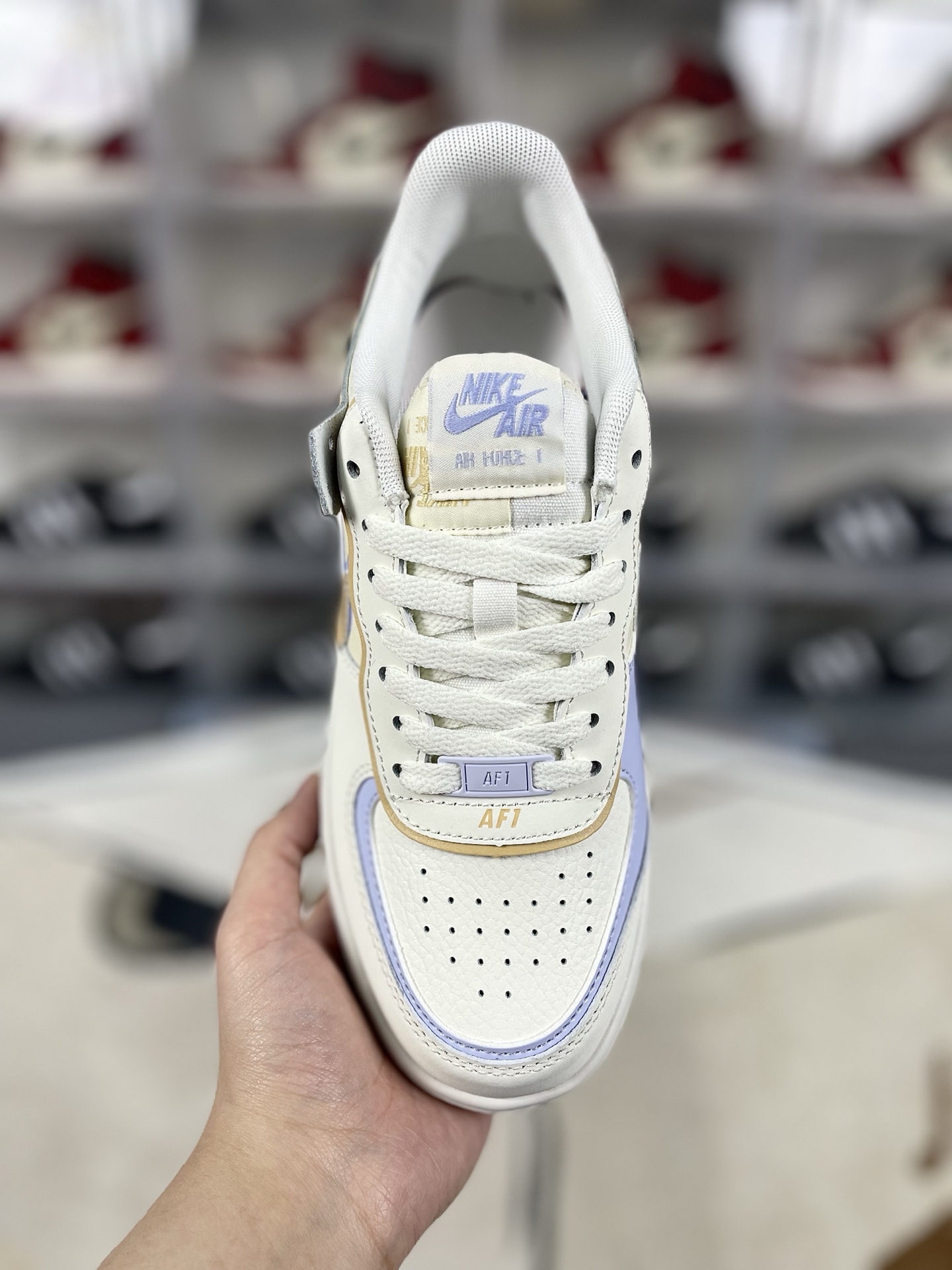 Nike Air Force 1 Shadow Women's Low Top Sneaker - White/Gold/Lavender 5 i1741295635815 8207 0 3
