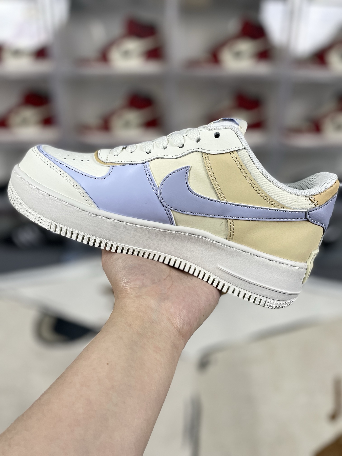 Nike Air Force 1 Shadow Women's Low Top Sneaker - White/Gold/Lavender 3 i1741295642877 1934 0 1