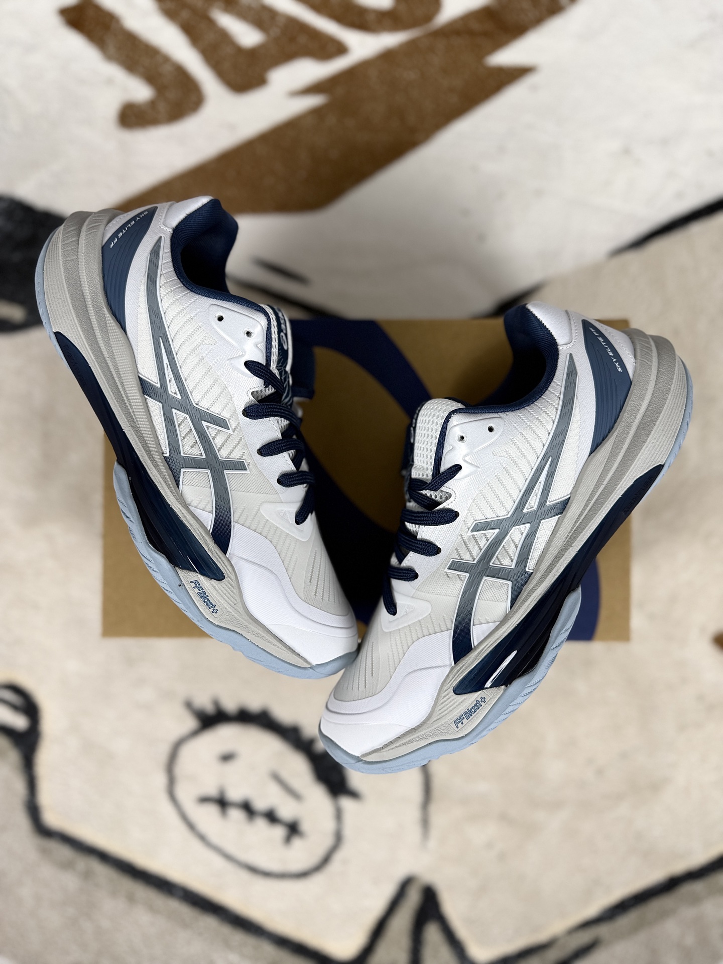 Asics Sky Elite FF 3 Volleyball Shoes - White/Blue - Size 36-46 6 i1742674286008 9904 0 7