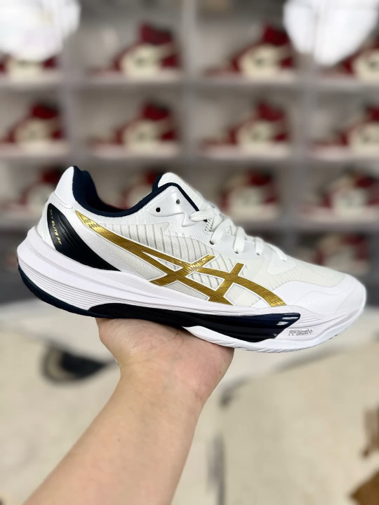 Asics Sky Elite FF 3 Volleyball Shoes - White/Gold - Comfort & Stability