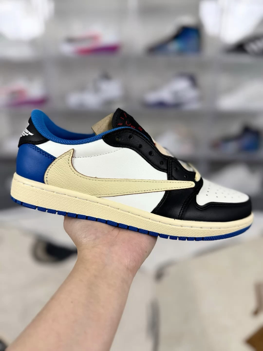 Travis Scott x Fragment Design x Air Jordan 1 Low OG SP - White Blue Black