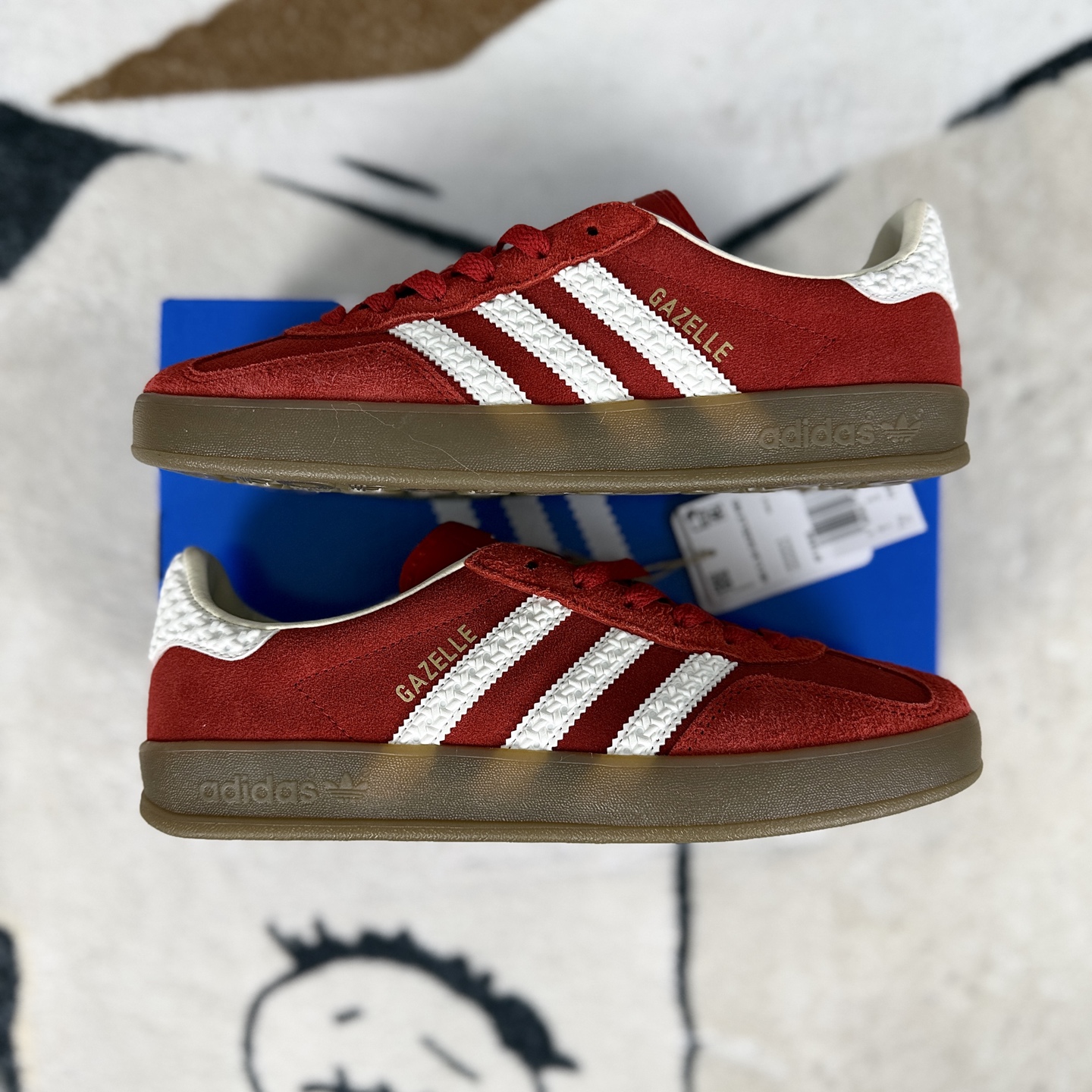 Adidas Originals Gazelle Indoor: Low-Top, Red & White Suede Sneakers 8 i1743537656601 9763 0 7