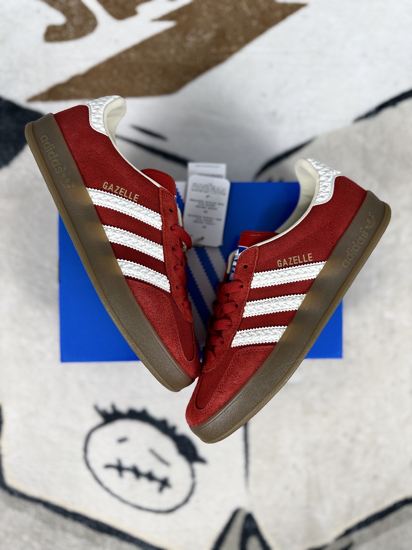 Adidas Originals Gazelle Indoor: Low-Top, Red & White Suede Sneakers 5 i1743540668248 329 0 8