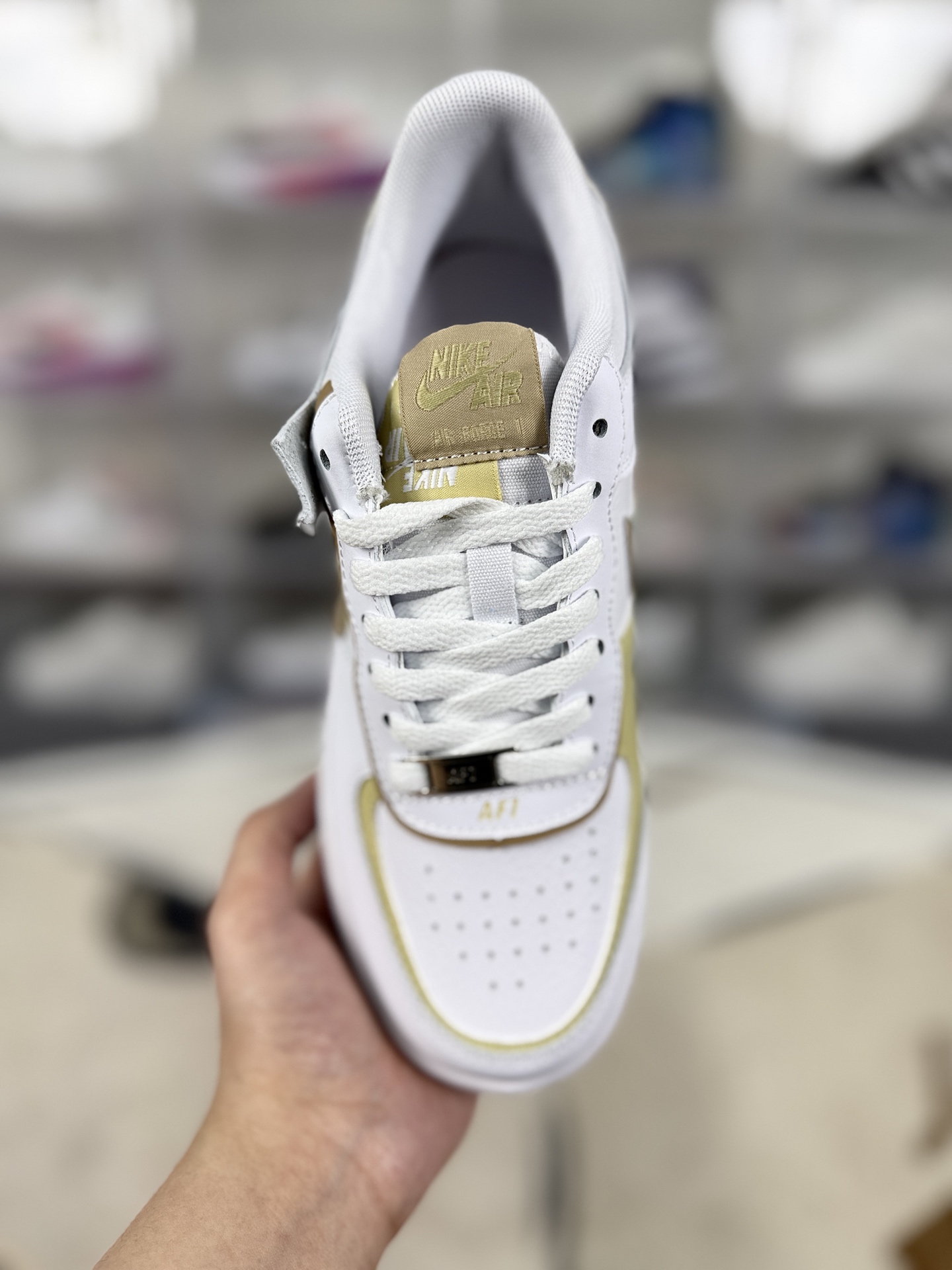 Nike Air Force 1 Shadow Women's Low-Top Sneaker - White/Gold 5 i1743895631717 4987 0 3