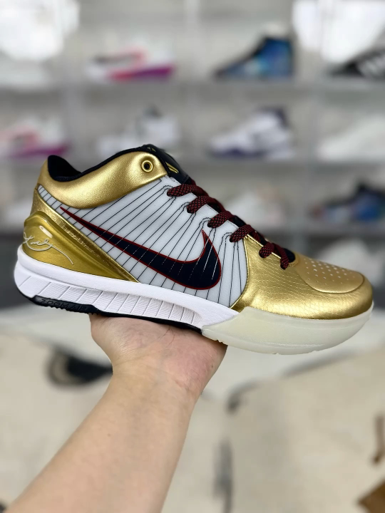Nike Zoom Kobe 4 Protro "Gold Medal" Basketball Shoes - White, Black, Gold