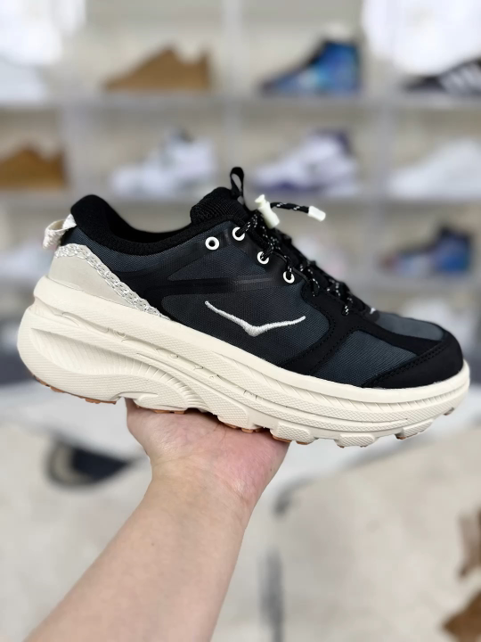 Hoka One One Bondi B3 LS Running Shoes - Comfort & Style, Black/White