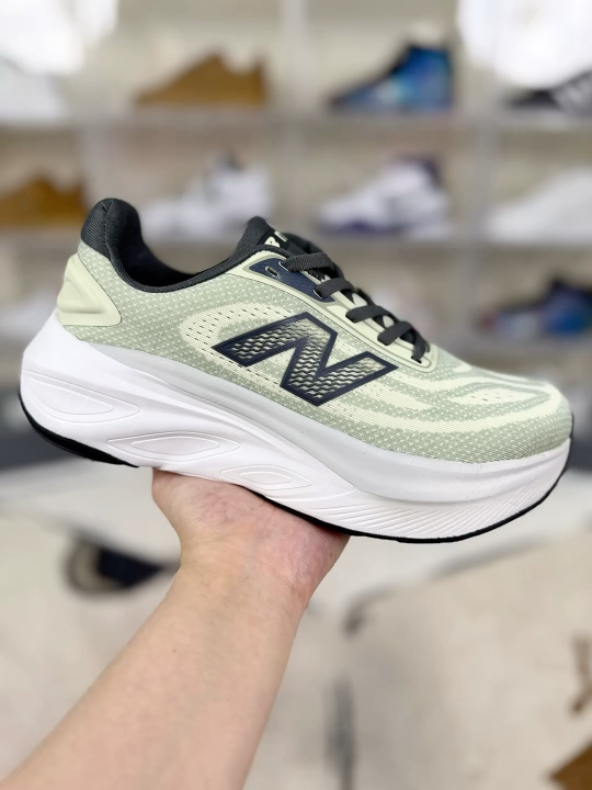 New Balance FuelCell Fresh Foam More Running Shoes - Classic Style, Grey/Green