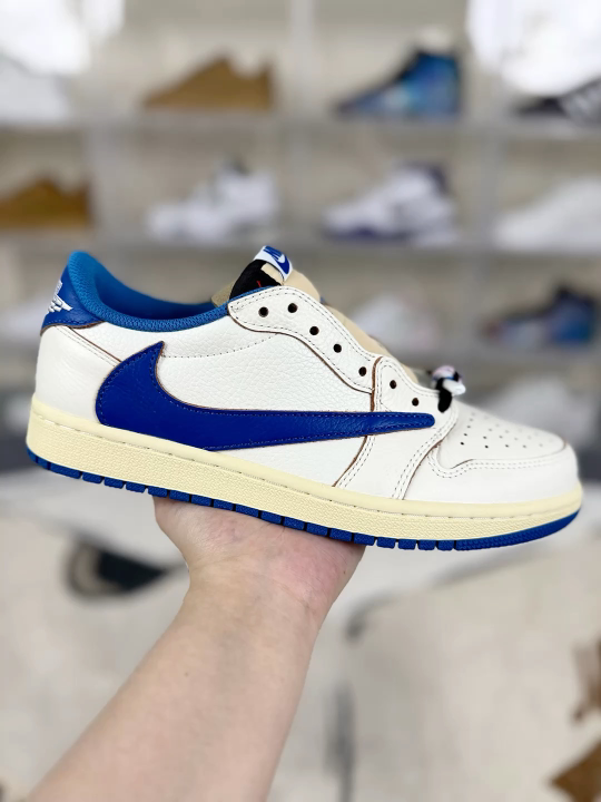 Travis Scott x Air Jordan 1 Low OG White Blue Basketball Shoes