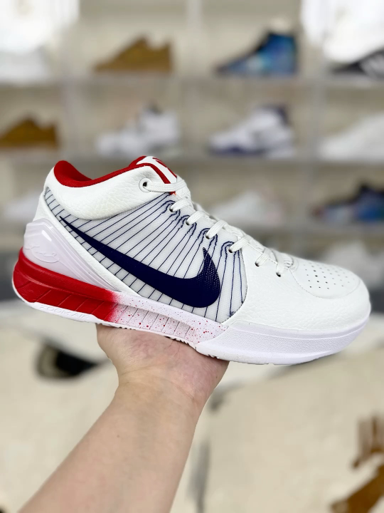 Nike Zoom Kobe 4 Protro Basketball Shoes - White, Red, and Purple - Unisex