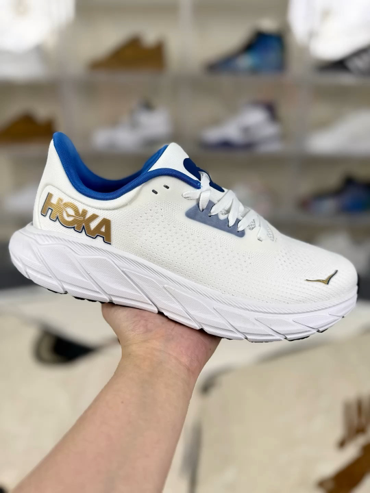 HOKA ONE ONE Arahi 7 White Blue Gold Low-Top Running Shoes - Unisex