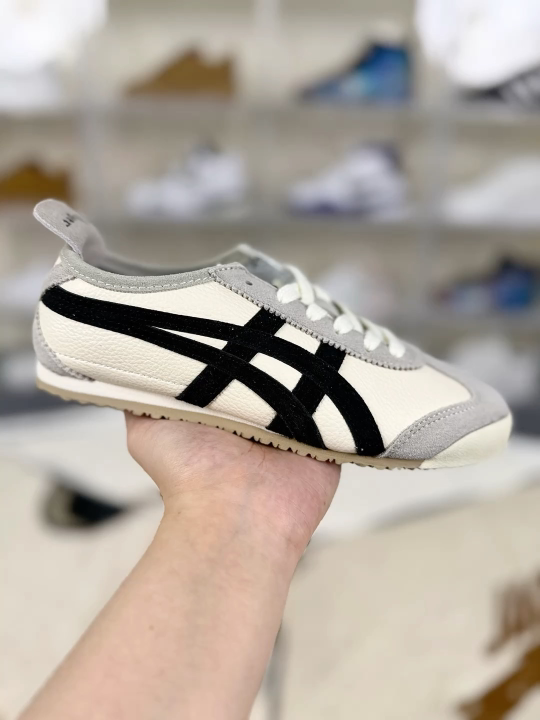 Onitsuka Tiger MEXICO 66 Unisex Fashion Sneakers, Black/Birch, Sizes 36-45
