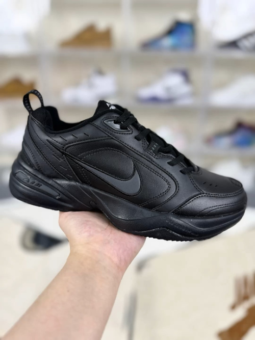 Nike Air Monarch IV Black Leather Retro Training Shoe - Men's & Women's 15 Nike Air Monarch IV Black Leather Retro Training Shoe - Men's & Women's