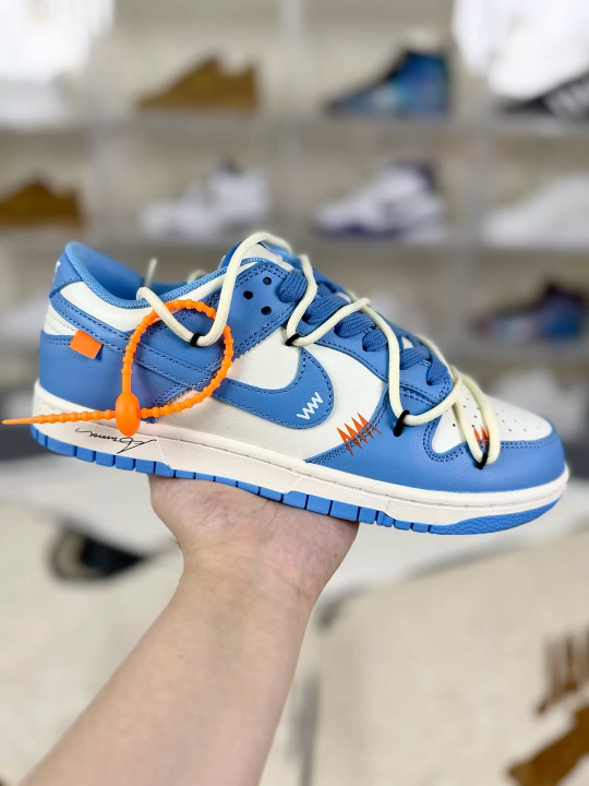Nike Dunk Low Blue Orange Alert Deconstructed Retro Stitching Hook Sneakers