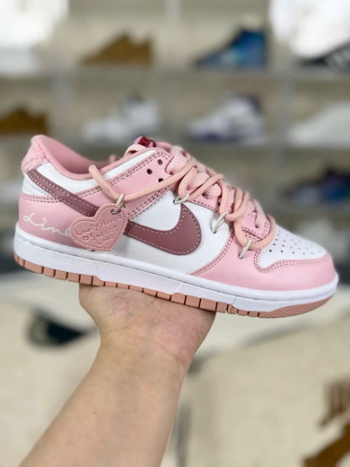 Nike Dunk Low Pink Oxford with Sweetheart Charm - Women's Fashion Sneakers 6 Nike Dunk Low Pink Oxford with Sweetheart Charm - Women's Fashion Sneakers