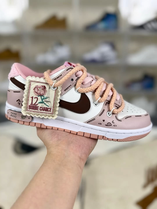 Nike Dunk Low 'After School' Pink Rose Custom Graffiti Sneakers - Size 35.5-41