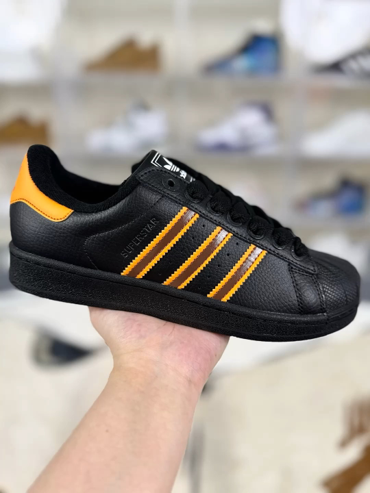 Adidas Originals Superstar 2 Low Top Sneakers - Black & Orange - Women's