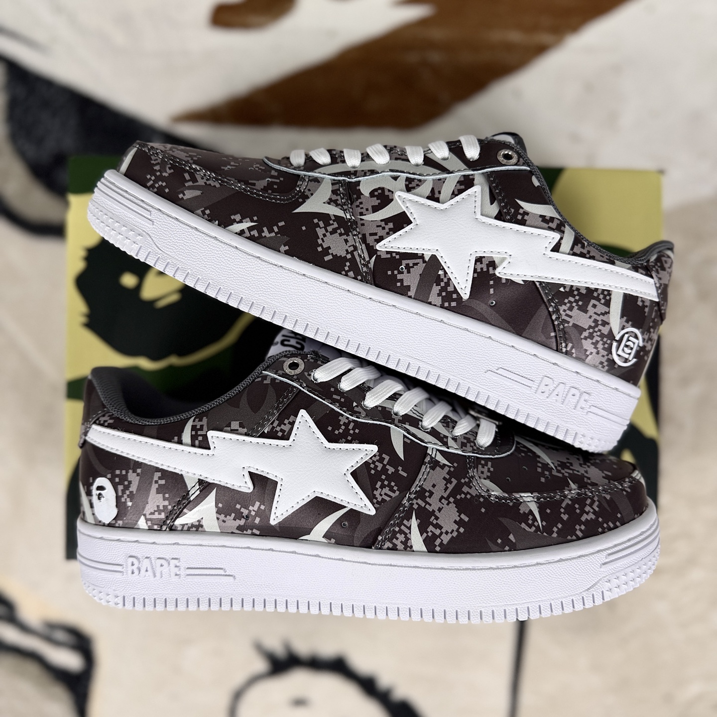 A Bathing Ape BAPE STA EGRA CAMO Leather Low-Top Sneakers - Unisex 9 i1756573374887 4533 0 7