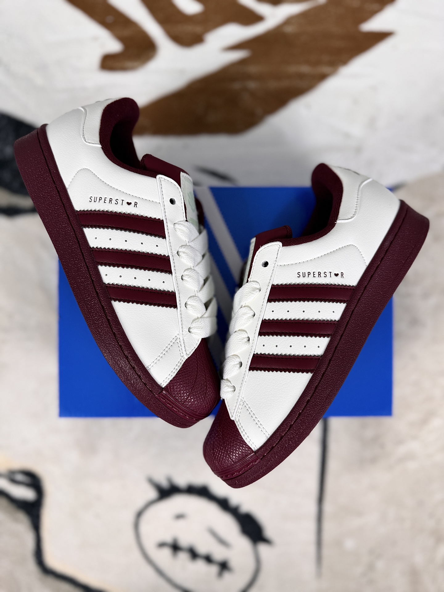 Adidas Originals Superstar Women's Classic Low-Top Sneakers - White/Burgundy 6 i1756748579279 8854 0 6