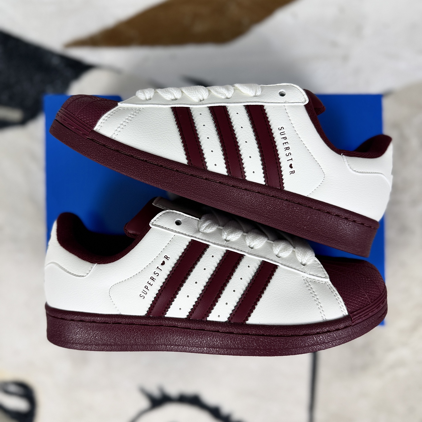 Adidas Originals Superstar Women's Classic Low-Top Sneakers - White/Burgundy 9 i1756748580546 2526 0 7