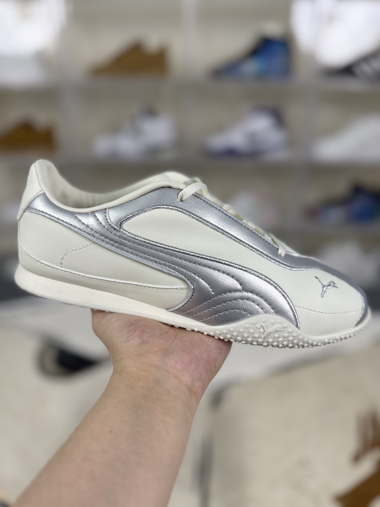 PUMA Bella V2 Leather Sneakers - Silver & White, Low-Top, Comfortable Fashion Shoes 1 i1757270574667 3454 0 0
