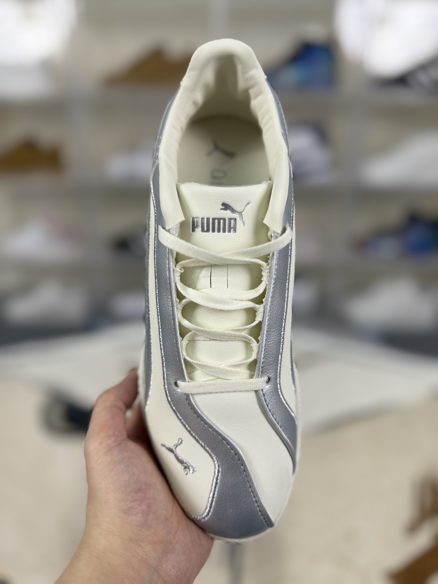 PUMA Bella V2 Leather Sneakers - Silver & White, Low-Top, Comfortable Fashion Shoes 4 i1757270574678 5321 0 3