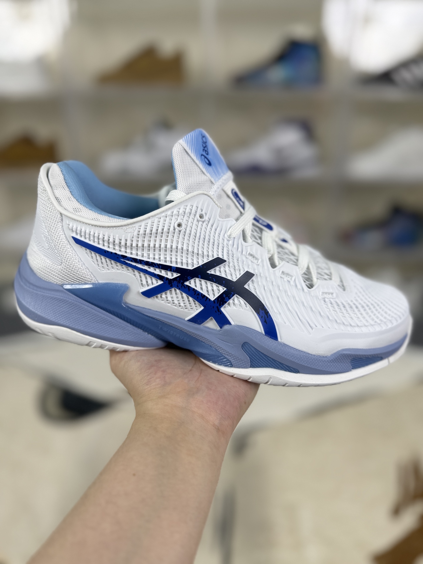 Asics Court FF 3 Novak White Blue Tennis Shoes - Comfort & Durability