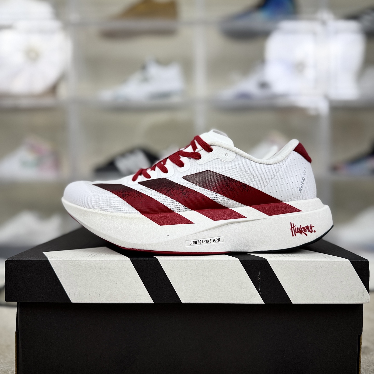 Adidas Adizero Evo SL Nebraska Running Shoes - White/Red - Sizes 36-45 9 i1758821243800 1689 0 8
