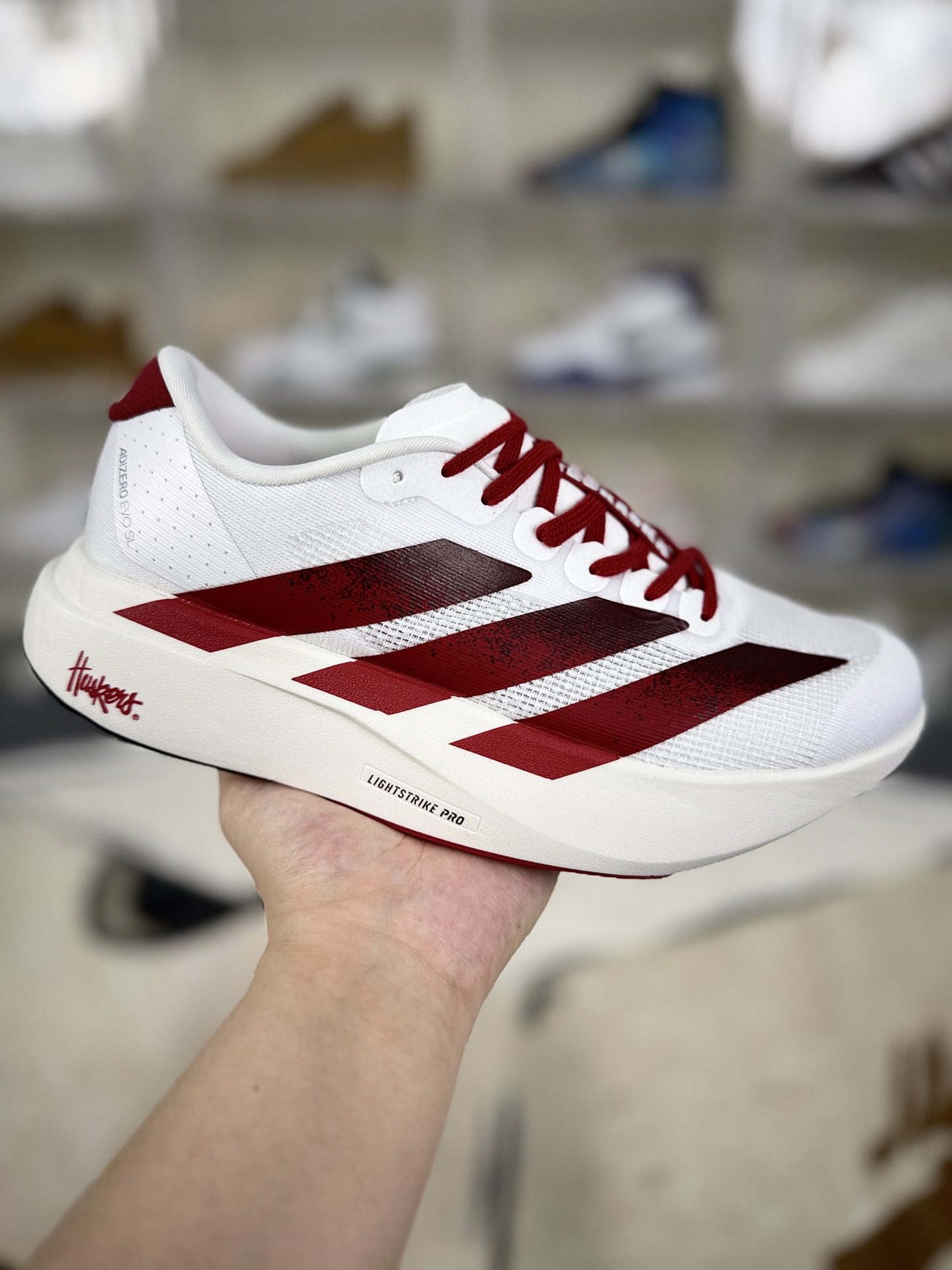 Adidas Adizero Evo SL Nebraska Running Shoes - White/Red - Sizes 36-45 1 i1758821245321 9771 0 0