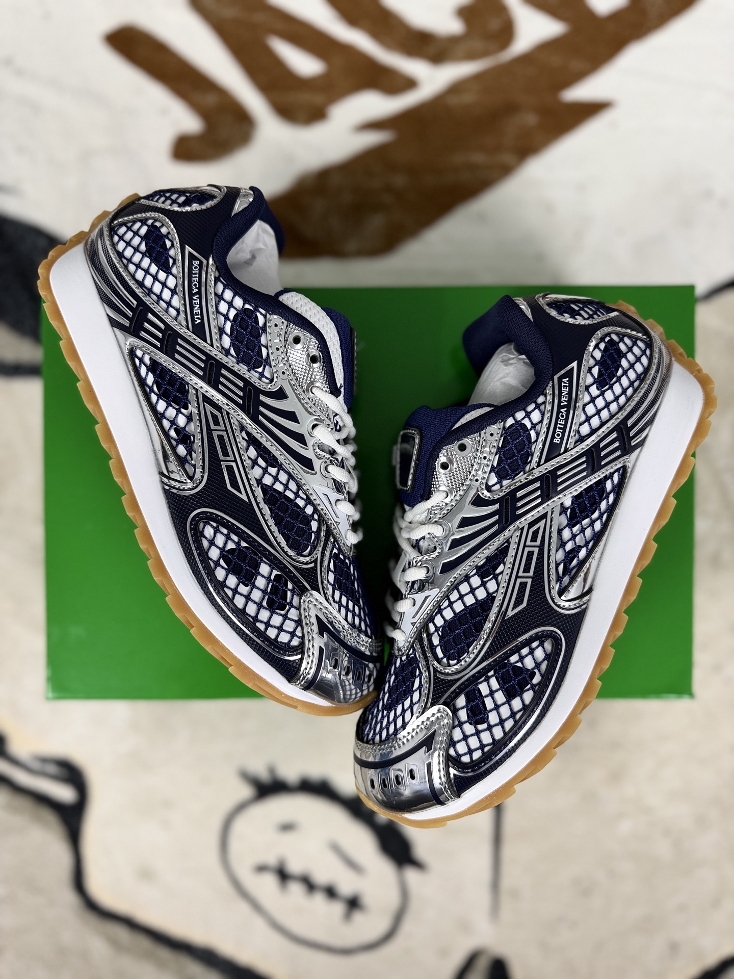 Bottega Veneta Orbit Leather Lace-Up Round Toe Sneakers - Blue, Unisex Style 6 i1759950981053 4336 0 6