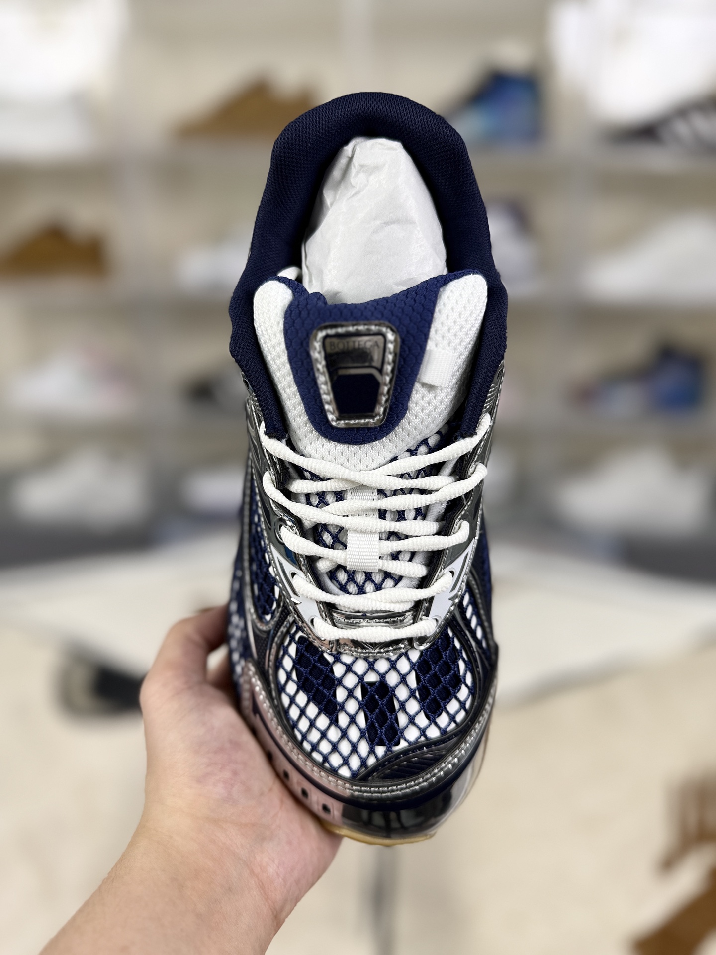 Bottega Veneta Orbit Leather Lace-Up Round Toe Sneakers - Blue, Unisex Style 5 i1759951203440 8829 0 8