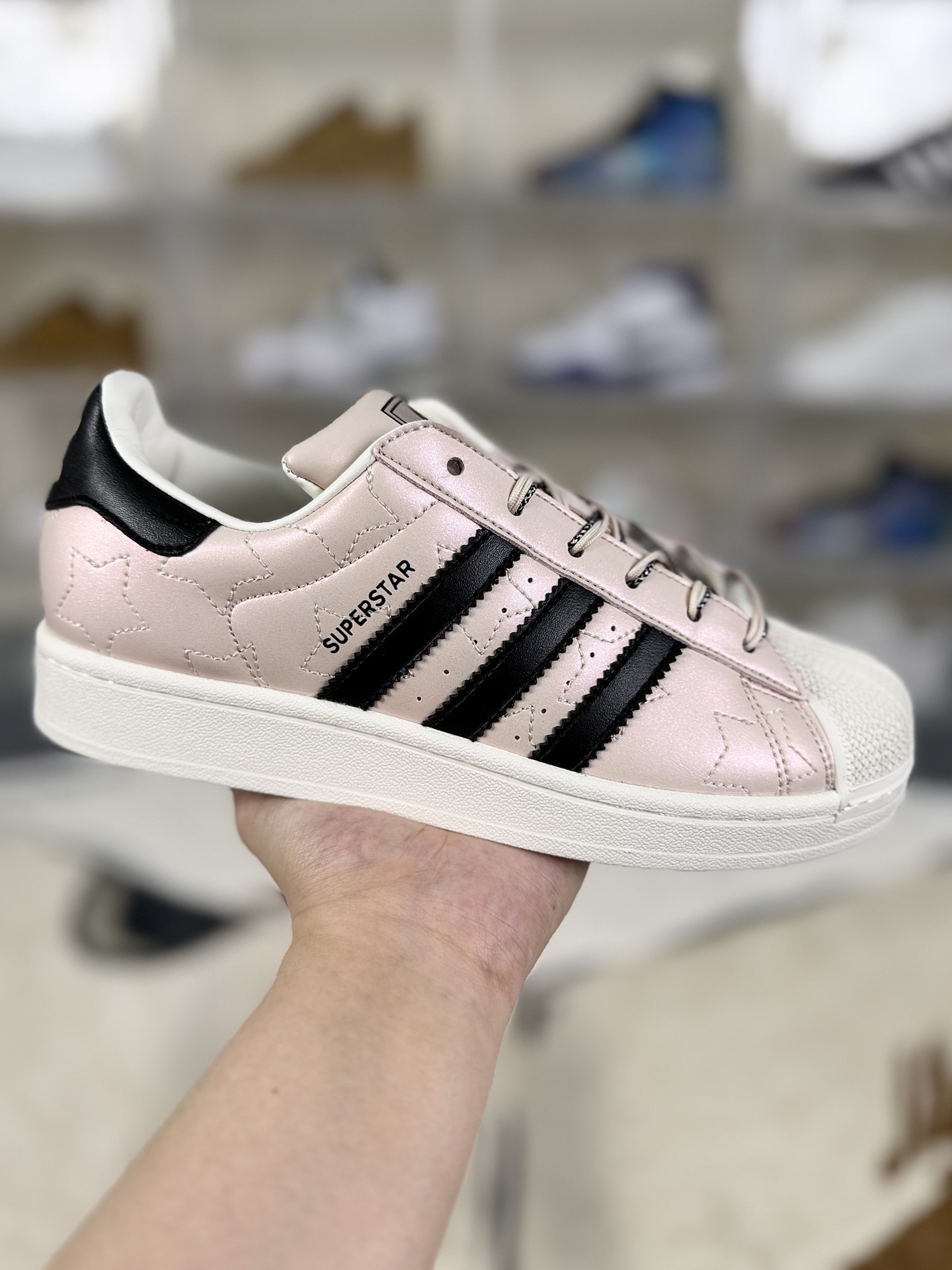 Adidas Originals Superstar Women's Pink and Black Leather Sneakers