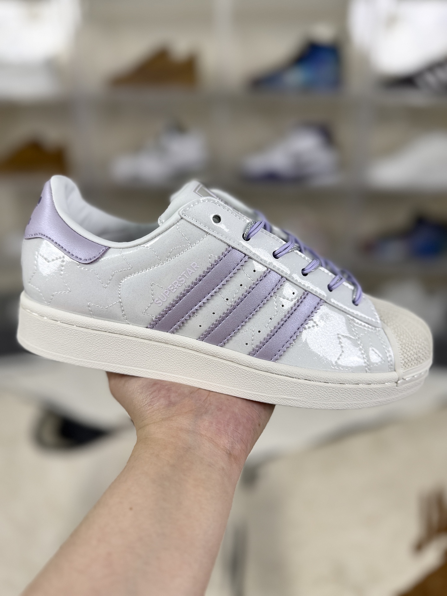Adidas Originals Superstar Women's White/Purple Leather Upper Casual Shoes