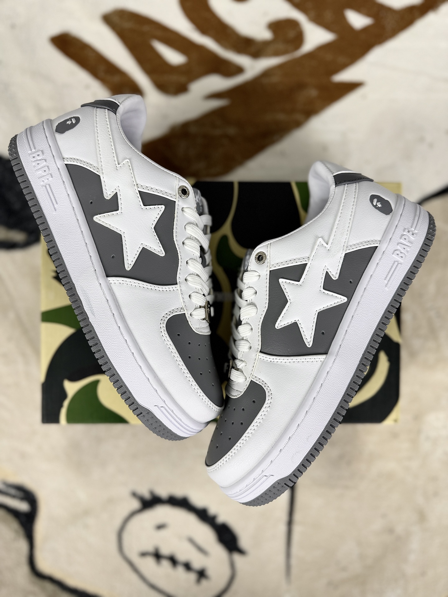 A Bathing Ape BAPE STA Low-Top Sneakers, Leather Star Logo, Round Toe, Unisex 6 i1760985430252 2368 0 6