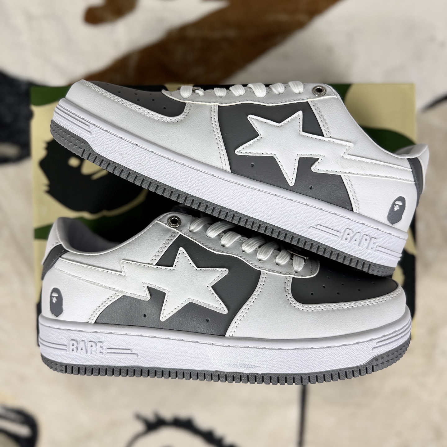 A Bathing Ape BAPE STA Low-Top Sneakers, Leather Star Logo, Round Toe, Unisex 9 i1760985432009 1940 0 7