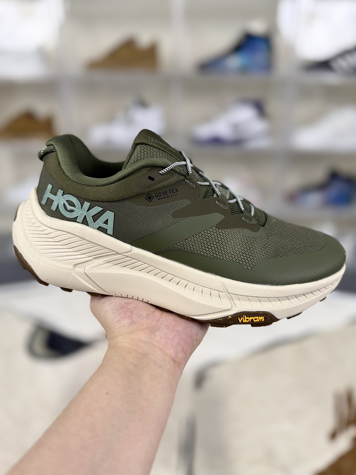 Hoka One One Transport GTX Green Running Shoe for Men and Women