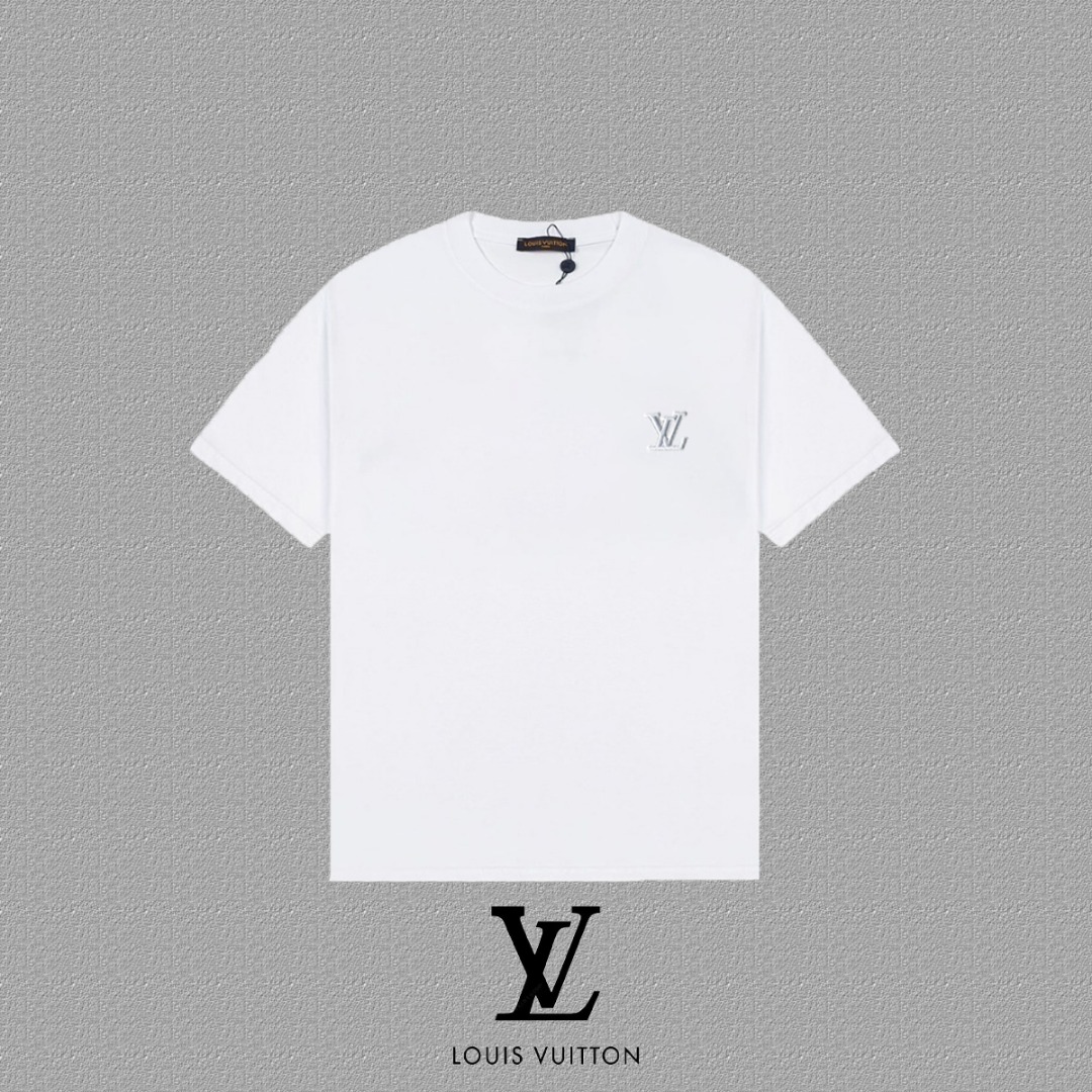 P70 [LV 路易威登] 2025FW camiseta de manga corta, técnica de letras bordadas, tela de alta gama de 300g doble hilo 26s, tel…