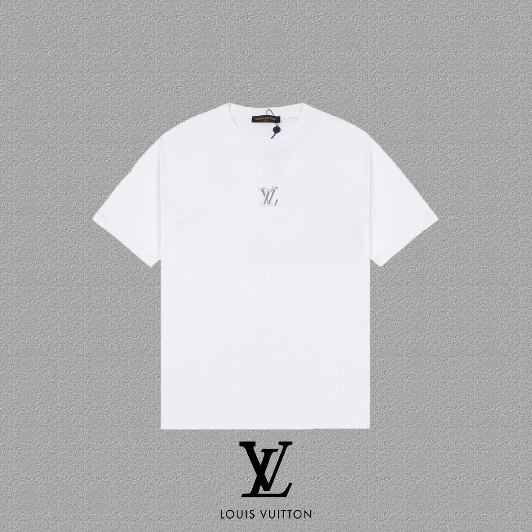 P70 [LV 路易威登] 2025FW camiseta de manga corta, técnica de letras bordadas, tela de alta gama de 300g doble hilo 26s, tel…